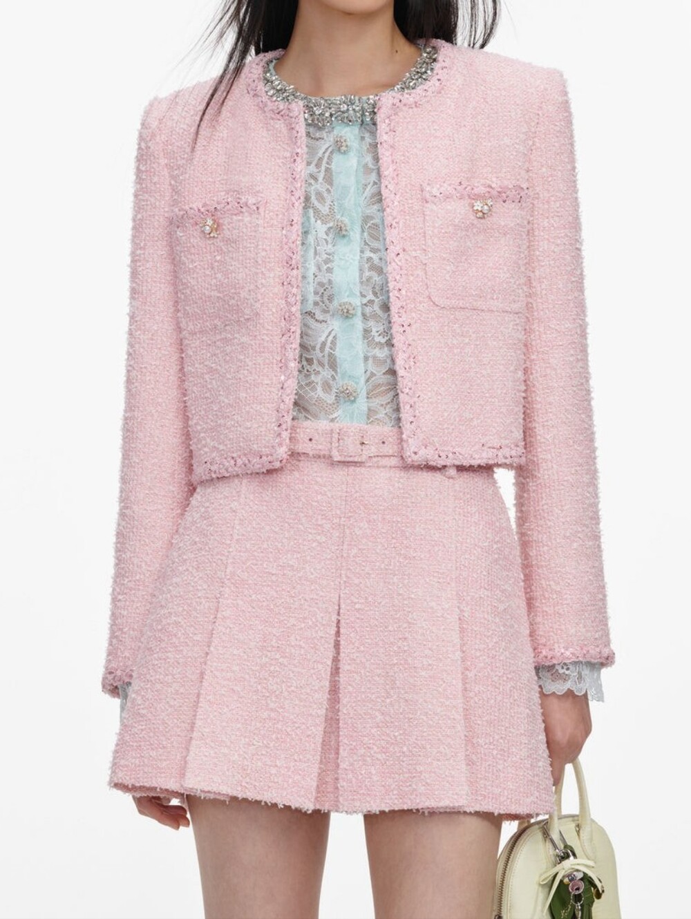 Self Portrait Pink Boucle Jacket